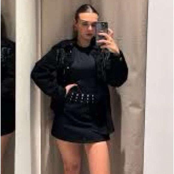 ZARA STUDDED FRINGED DENIM JACKET Z1975 - Picture 6 of 9